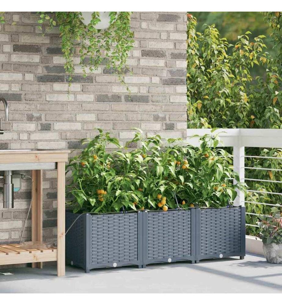 vidaXL Cache-pot de jardin 3 pcs Gris Clair 120 x 40 x 37,5 cm
