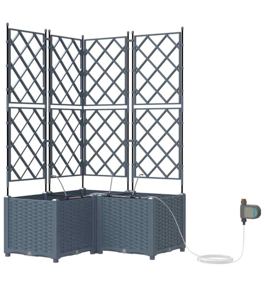 vidaXL Cache-pot de jardin 3 pcs Gris Clair 80 x 80 x 142 cm Plastique