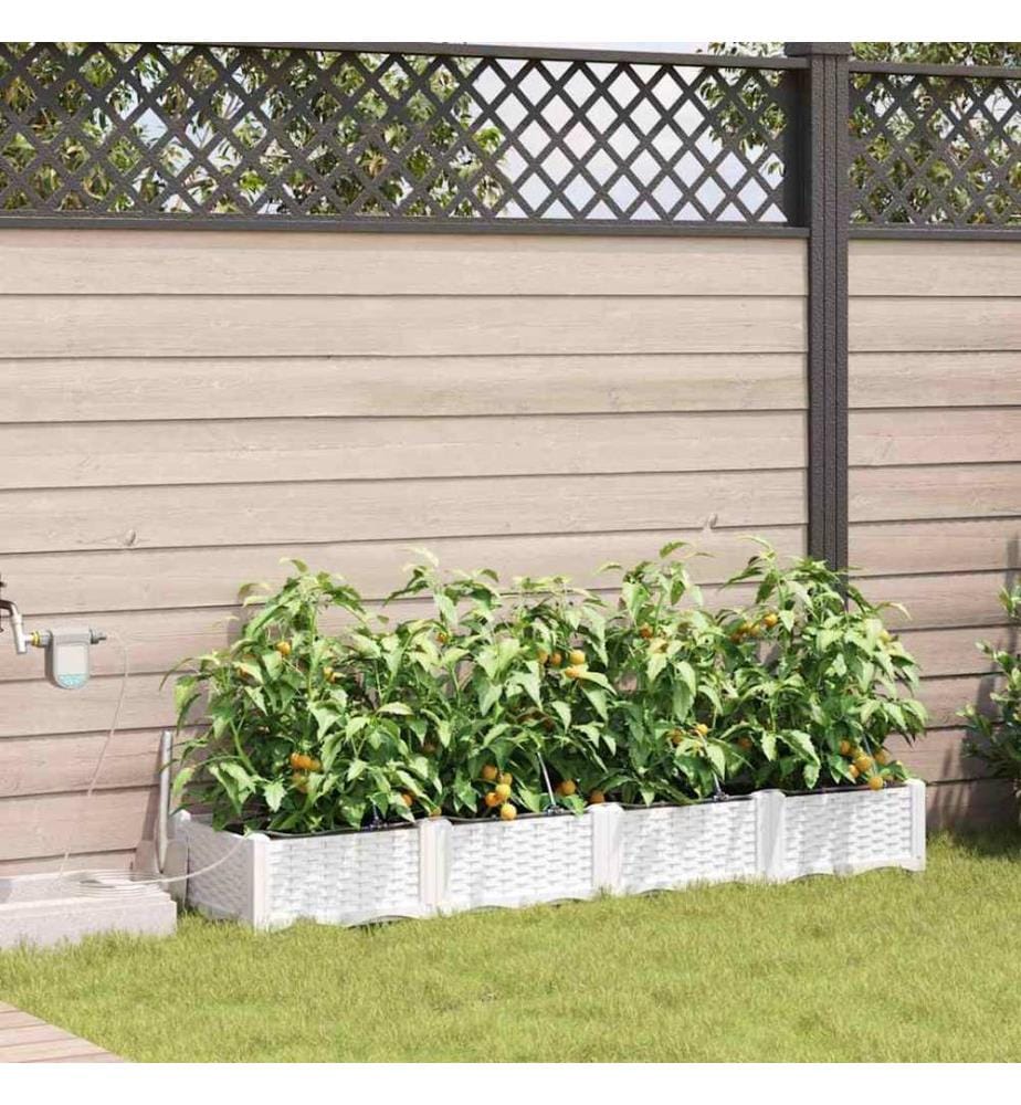 vidaXL Cache-pot de jardin 4 pcs Blanc 160 x 40 x 22 cm Plastique