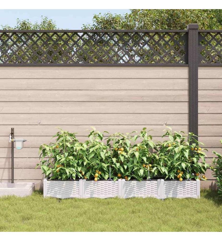 vidaXL Cache-pot de jardin 4 pcs Blanc 160 x 40 x 22 cm Plastique