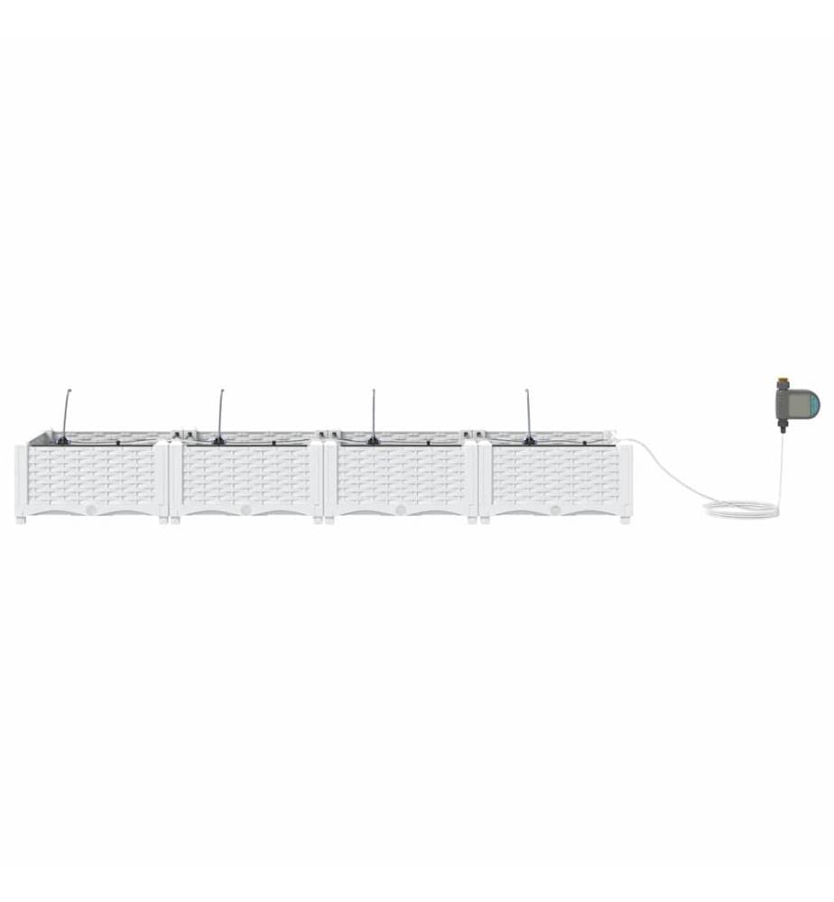 vidaXL Cache-pot de jardin 4 pcs Blanc 160 x 40 x 22 cm Plastique