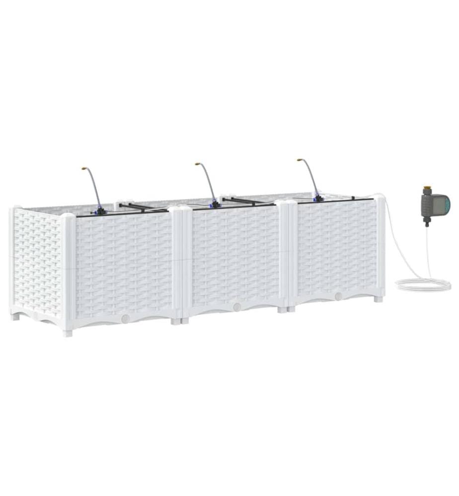 vidaXL Cache-pot de jardin 3 pcs Blanc 120 x 40 x 37,5 cm Plastique