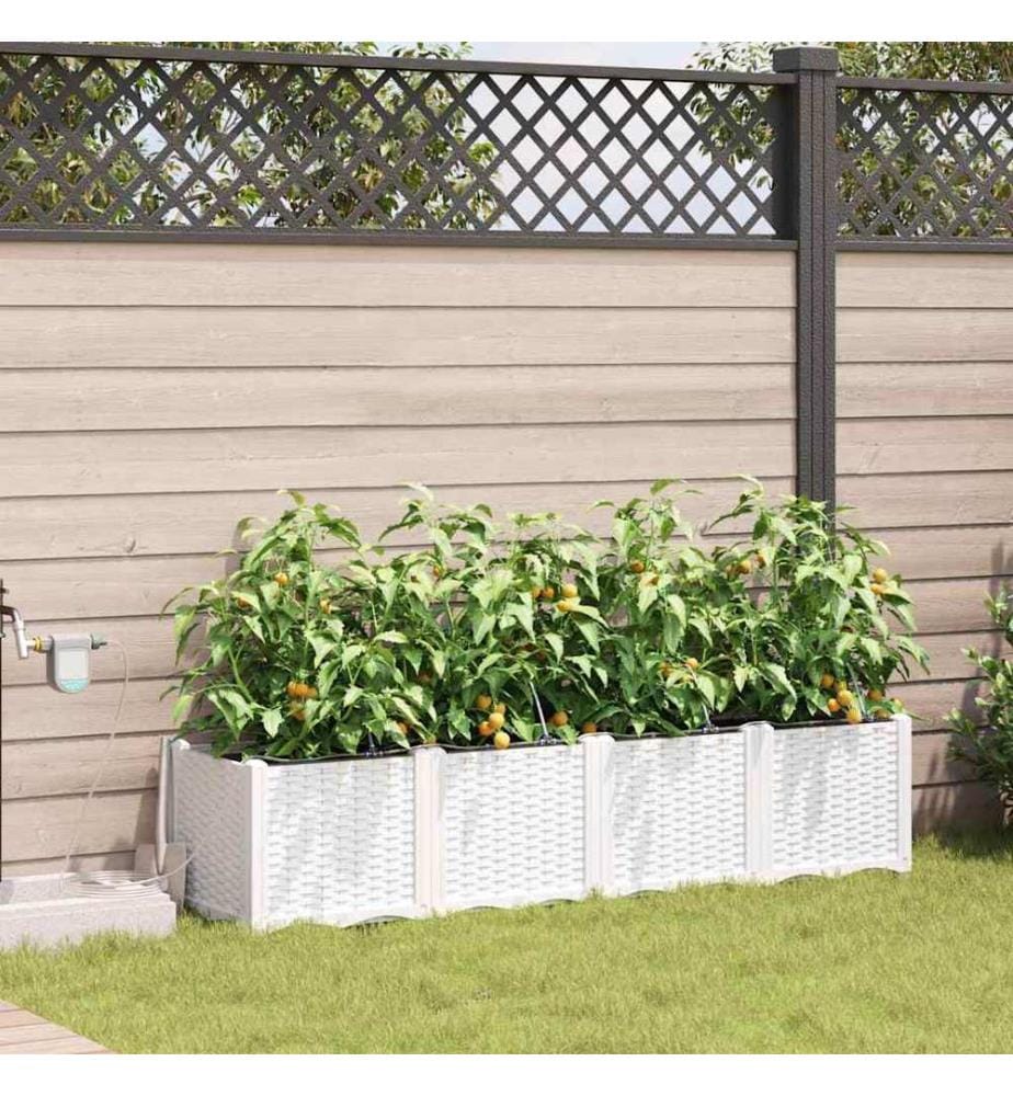 vidaXL Cache-pot de jardin 4 pcs Blanc 160 x 40 x 37,5 cm Plastique
