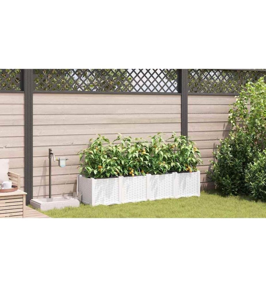 vidaXL Cache-pot de jardin 4 pcs Blanc 160 x 40 x 37,5 cm Plastique