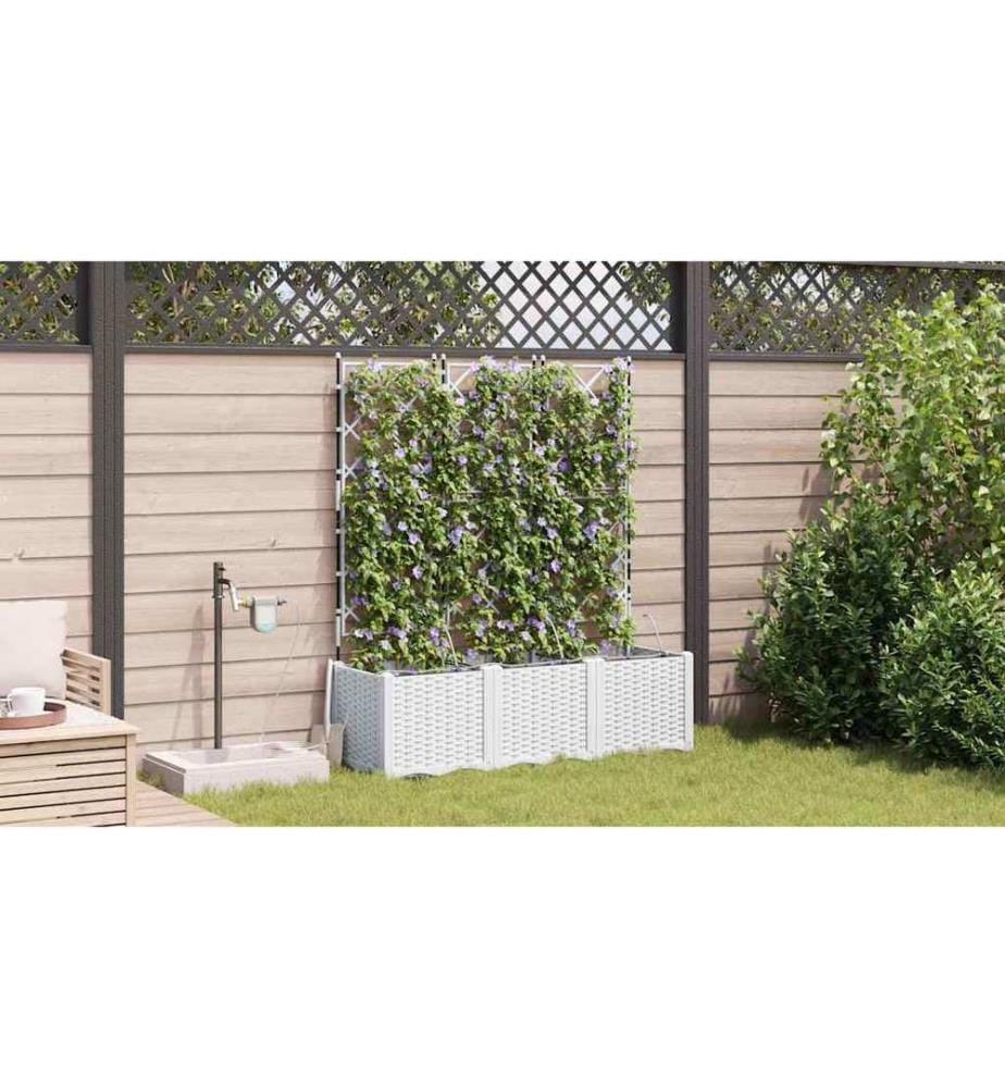 vidaXL Cache-pot de jardin 3 pcs Blanc 120 x 40 x 142 cm Plastique