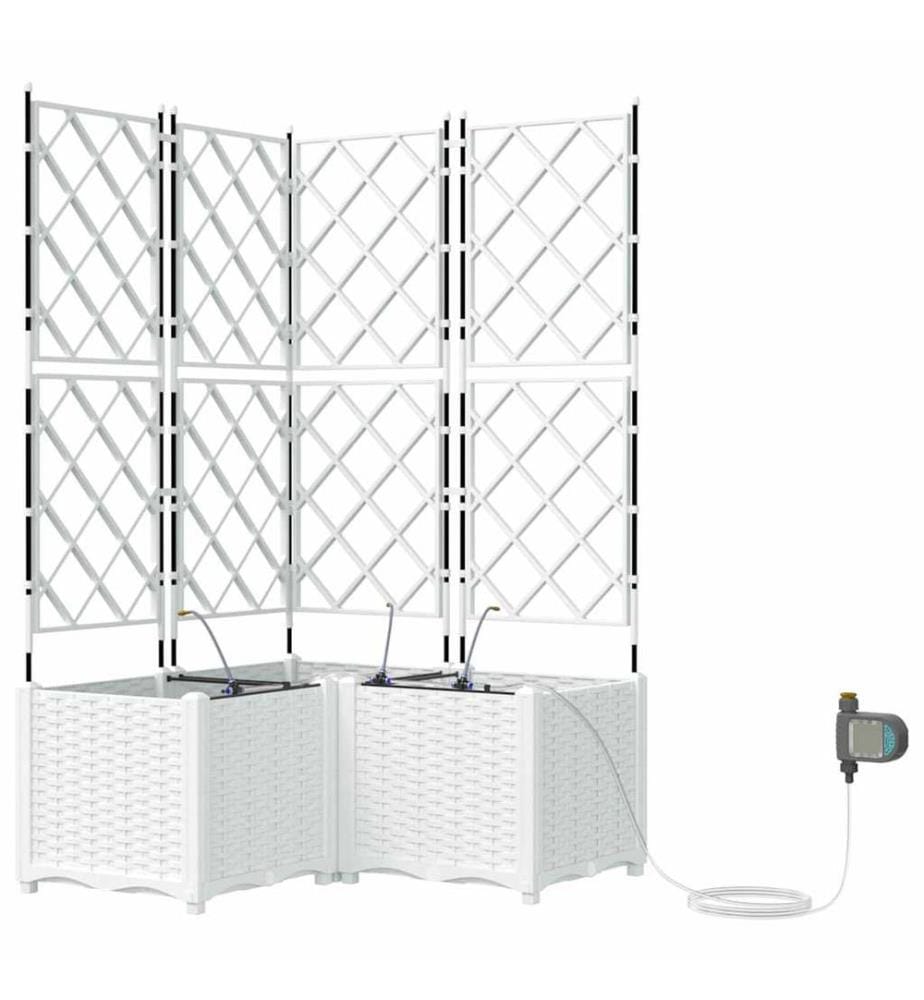 vidaXL Cache-pot de jardin 3 pcs Blanc 80 x 80 x 142 cm Plastique