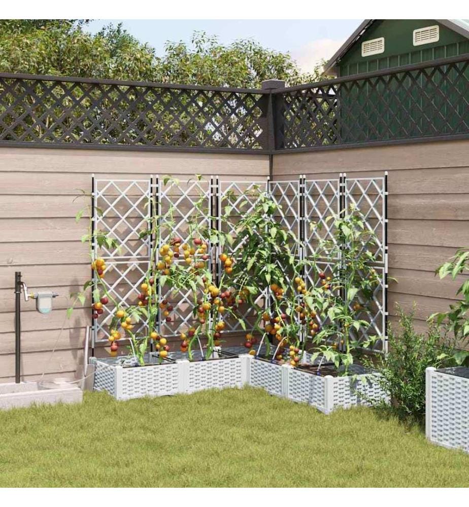 vidaXL Cache-pot de jardin 5 pcs Blanc 120 x 120 x 126 cm Plastique