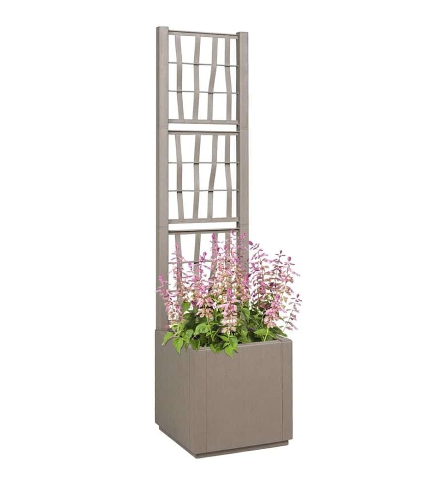 vidaXL Bac à fleurs avec Treillis Marron Clair 36 x 36 x 140 cm PP