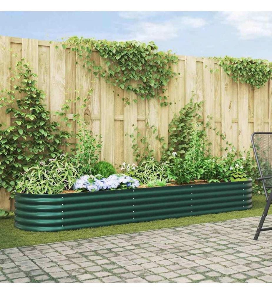 vidaXL Lit surélevé Vert 320 x 80 x 44 cm Acier