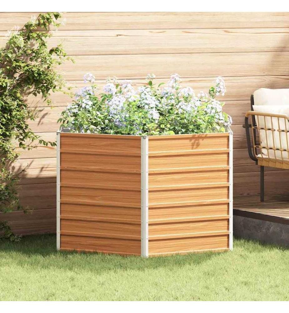 vidaXL Jardin surélevé Marron Clair 129 x 129 x 77 cm Acier galvanisé