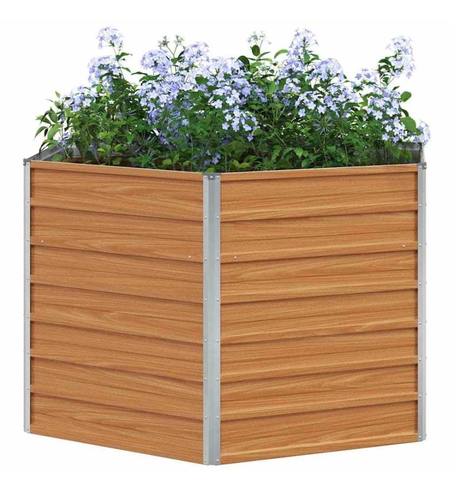 vidaXL Jardin surélevé Marron Clair 129 x 129 x 77 cm Acier galvanisé
