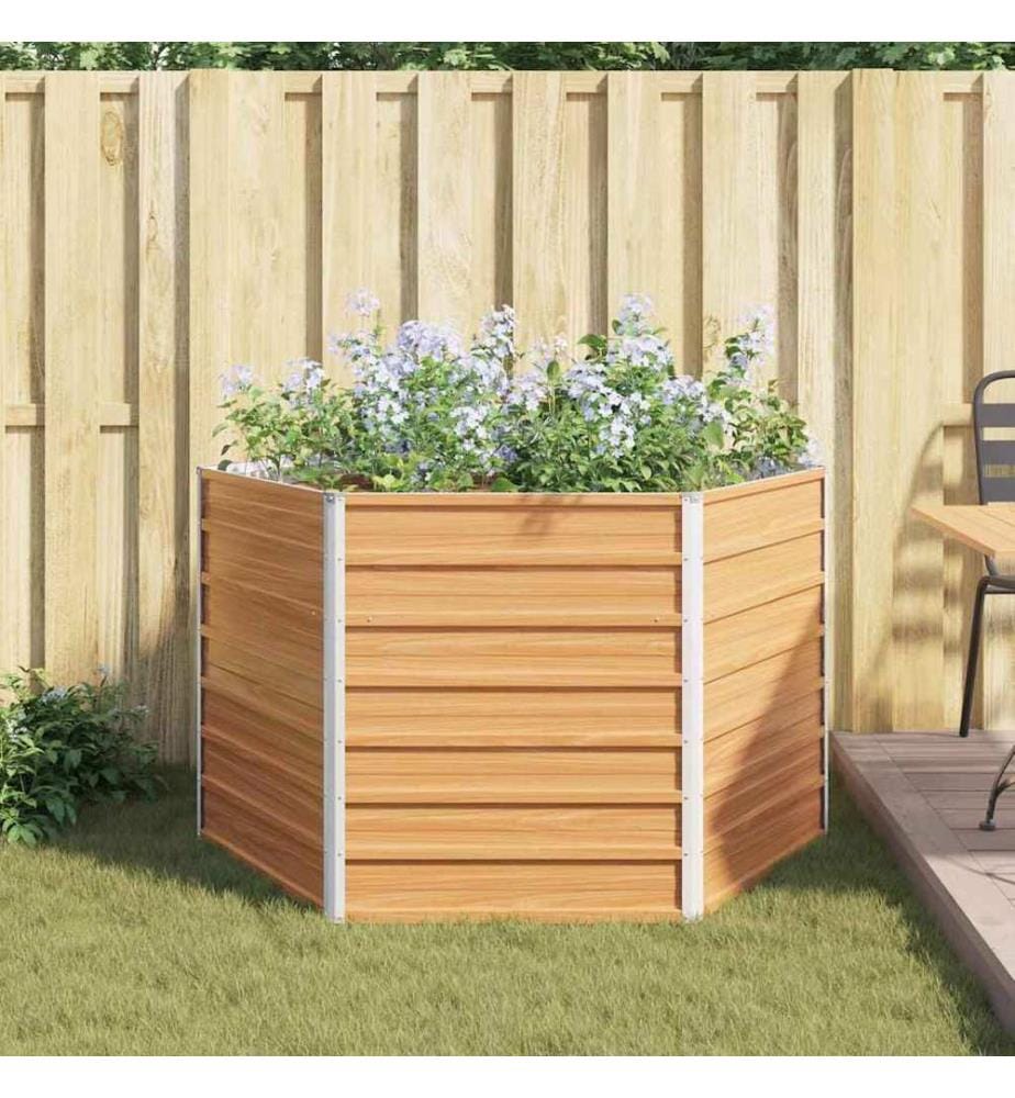 vidaXL Jardin surélevé Marron Clair 129 x 129 x 77 cm Acier galvanisé