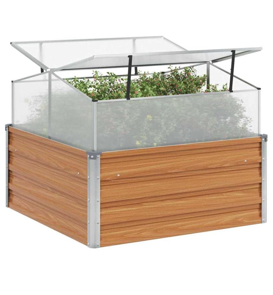 vidaXL Jardinière avec serre Marron Clair 100 x 100 x 77 cm