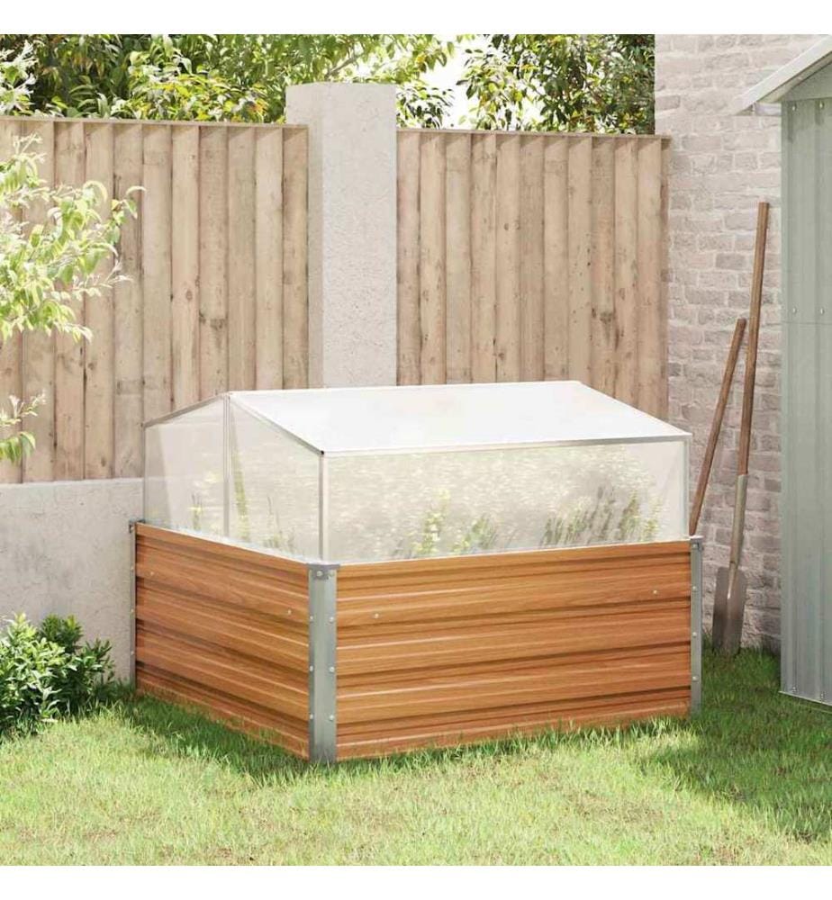 vidaXL Jardinière avec serre Marron Clair 100 x 100 x 77 cm