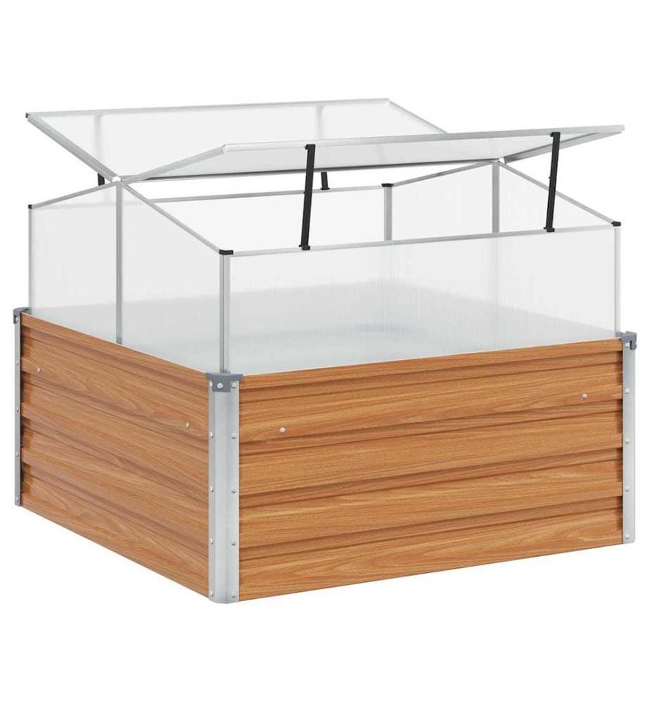 vidaXL Jardinière avec serre Marron Clair 100 x 100 x 77 cm