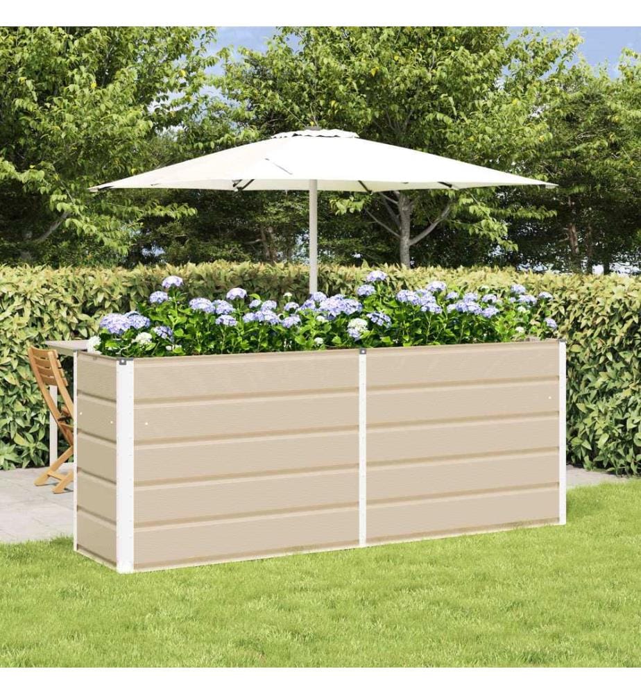 vidaXL Jardinière Ivoire 195 x 50 x 75 cm Acier galvanisé
