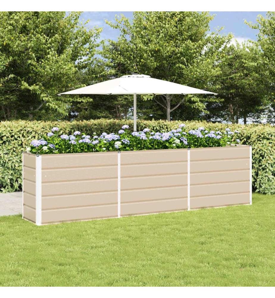 vidaXL Jardinière Ivoire 290 x 90 x 75 cm Acier galvanisé