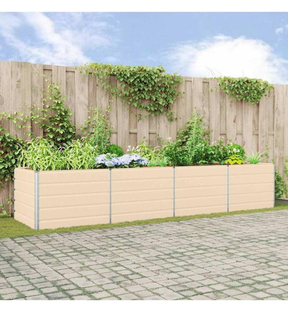 vidaXL Jardinière Ivoire 385 x 100 x 75 cm Acier galvanisé
