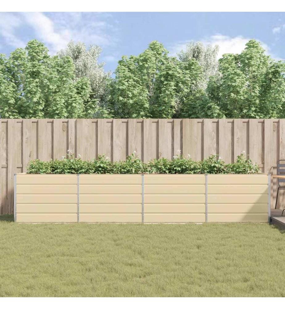 vidaXL Jardinière Ivoire 385 x 100 x 75 cm Acier galvanisé