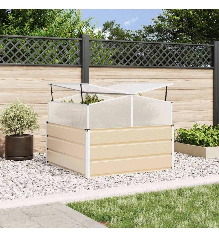 vidaXL Jardinière Ivoire 100 x 100 x 77 cm Acier galvanisé