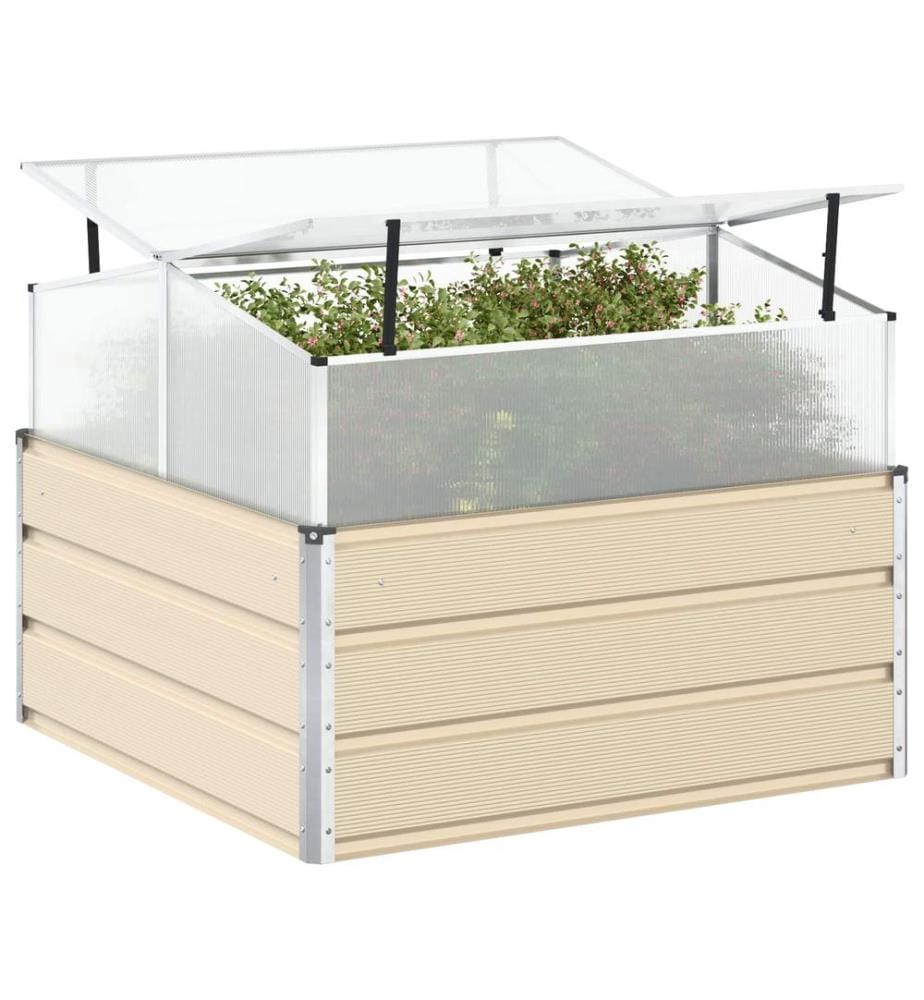 vidaXL Jardinière Ivoire 100 x 100 x 77 cm Acier galvanisé