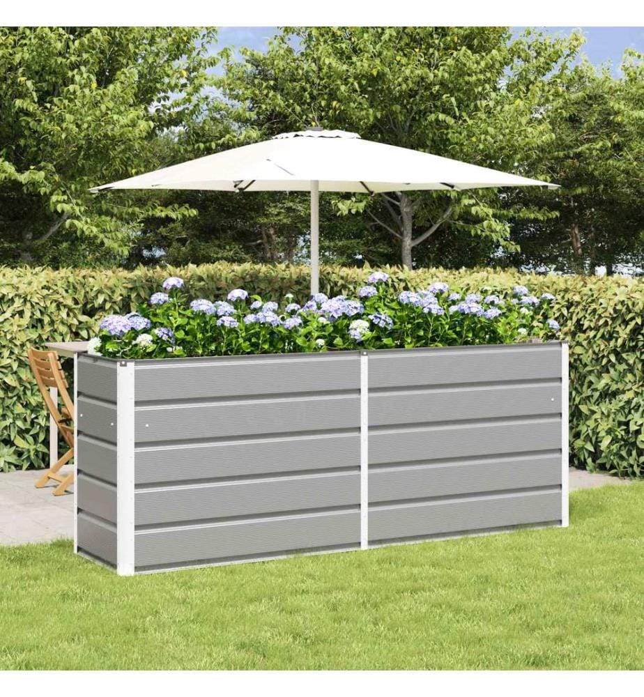 vidaXL Jardinière Gris clair 195 x 50 x 75 cm Acier galvanisé