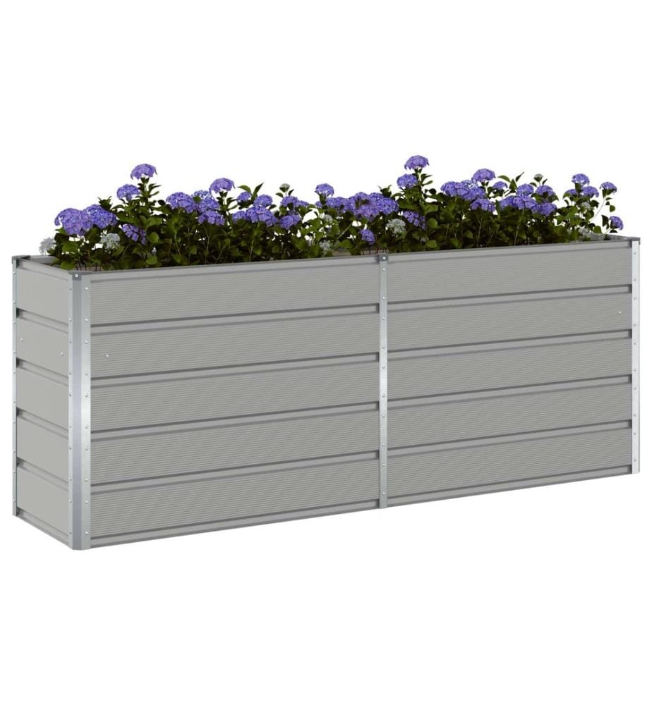 vidaXL Jardinière Gris clair 195 x 50 x 75 cm Acier galvanisé