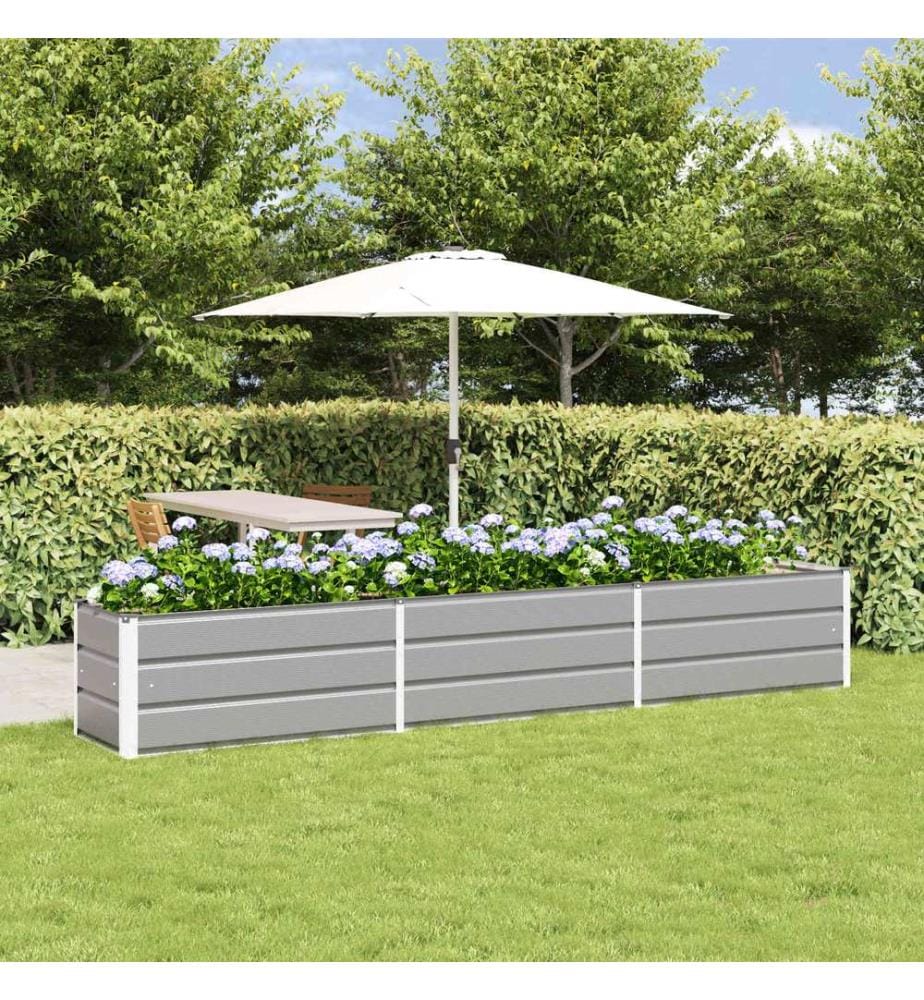 vidaXL Jardinière Gris clair 290 x 50 x 45 cm Acier galvanisé