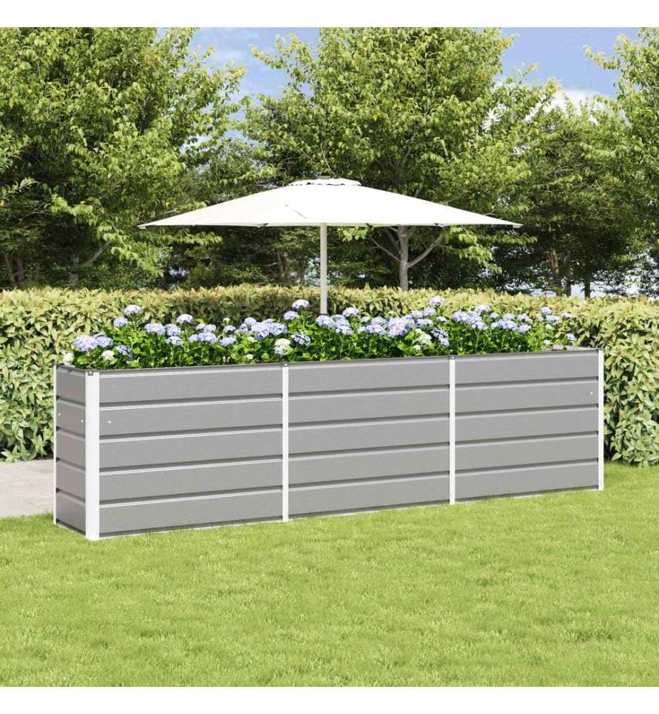 vidaXL Jardinière Gris clair 290 x 50 x 75 cm Acier galvanisé