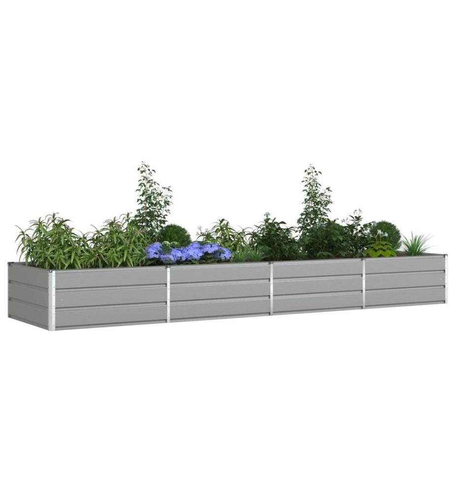 vidaXL Jardinière Gris clair 385 x 100 x 45 cm Acier galvanisé
