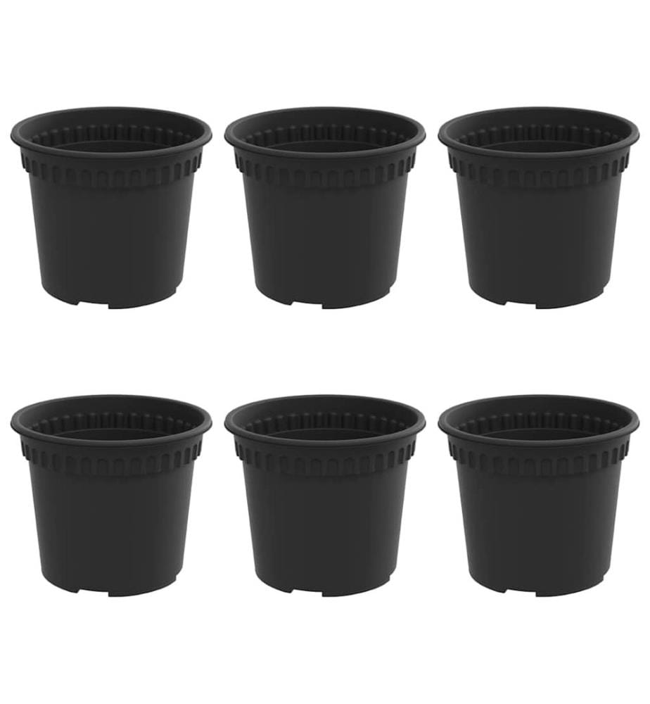 vidaXL Pot à fleurs rond 6 pcs Noir Ø 12,5 x 10 cm Plastique