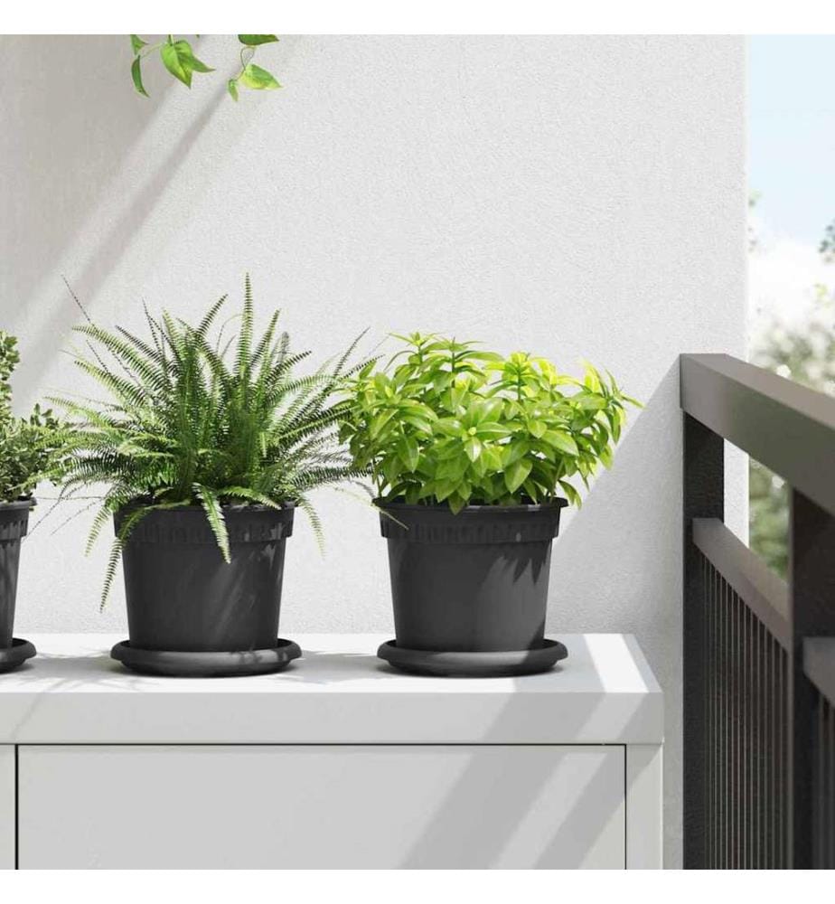 vidaXL Pot à fleurs rond 6 pcs Noir Ø 15 x 12 cm Plastique
