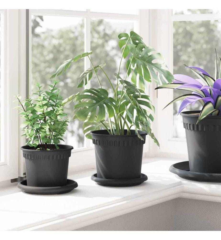 vidaXL Pot à fleurs rond 6 pcs Noir Ø 15 x 12 cm Plastique