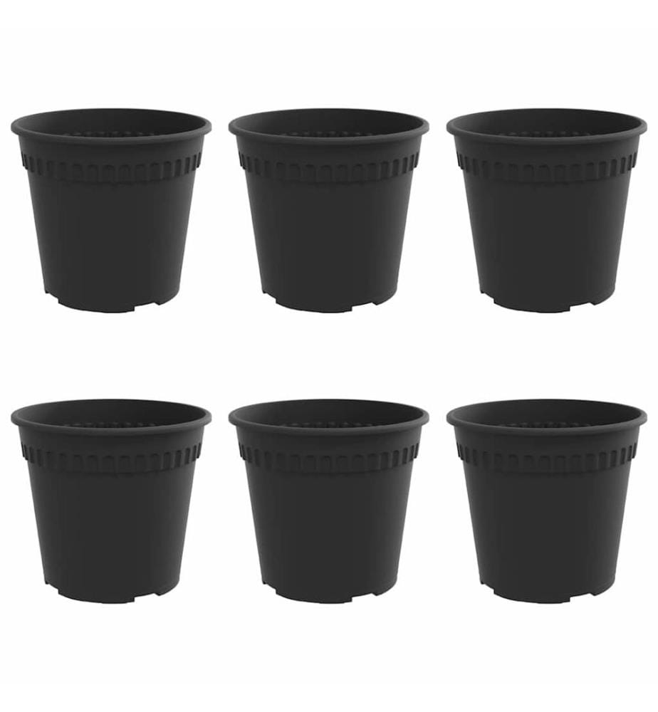 vidaXL Pot à fleurs rond 6 pcs Noir Ø 19 x 16 cm Plastique