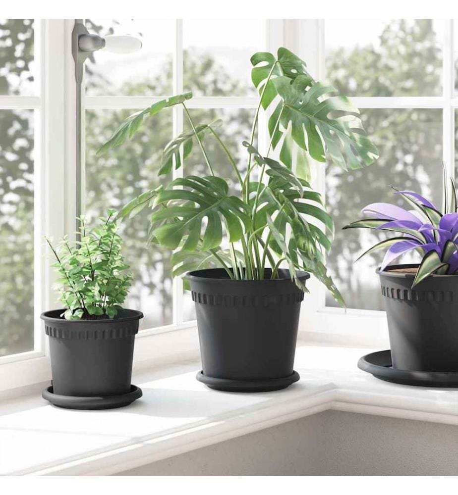 vidaXL Pot à fleurs rond 6 pcs Noir Ø 19 x 16 cm Plastique