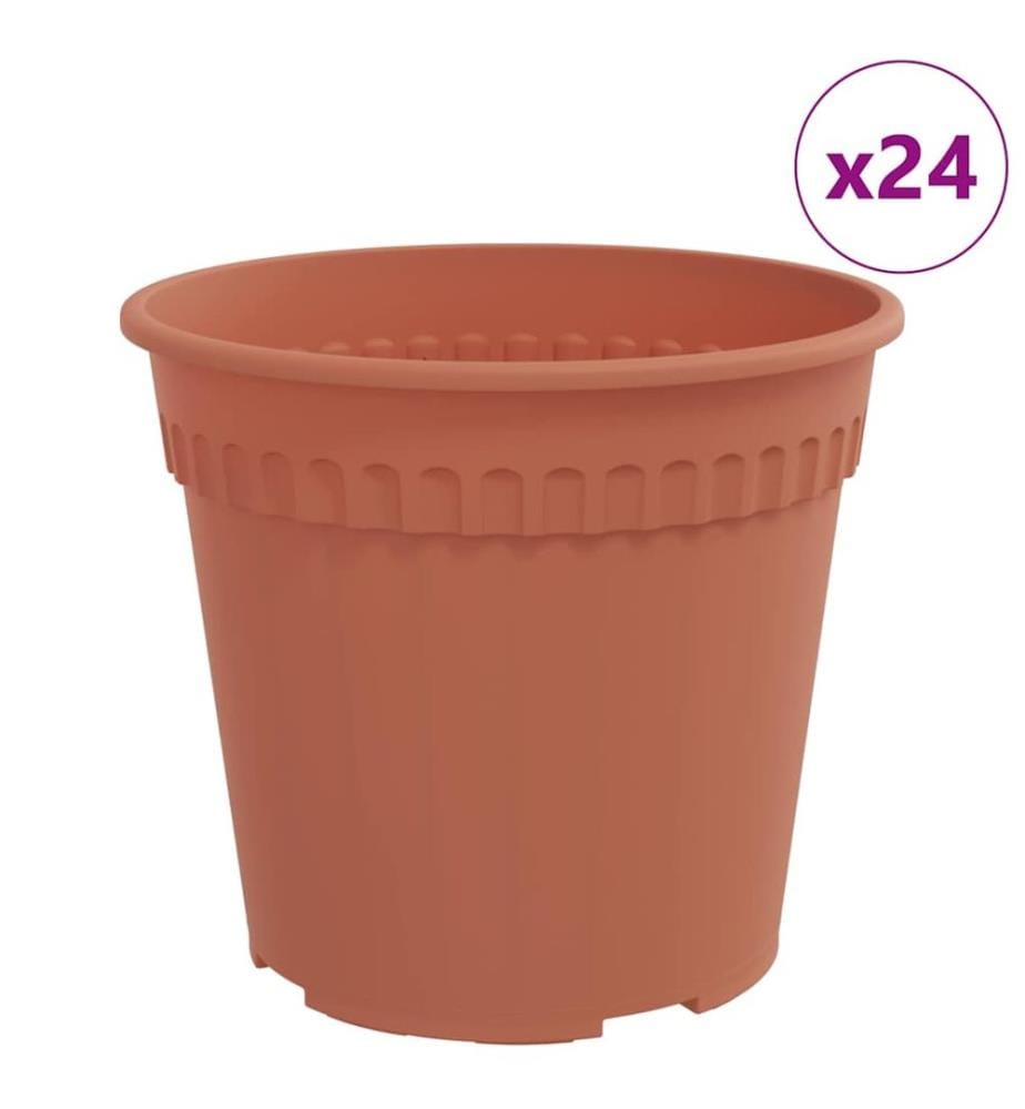 vidaXL Pot à fleurs rond 24 pcs Rouge brique Ø 17 x 14 cm Plastique