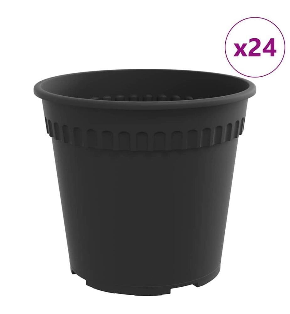 vidaXL Pot à fleurs rond 24 pcs Noir Ø 17 x 14 cm Plastique