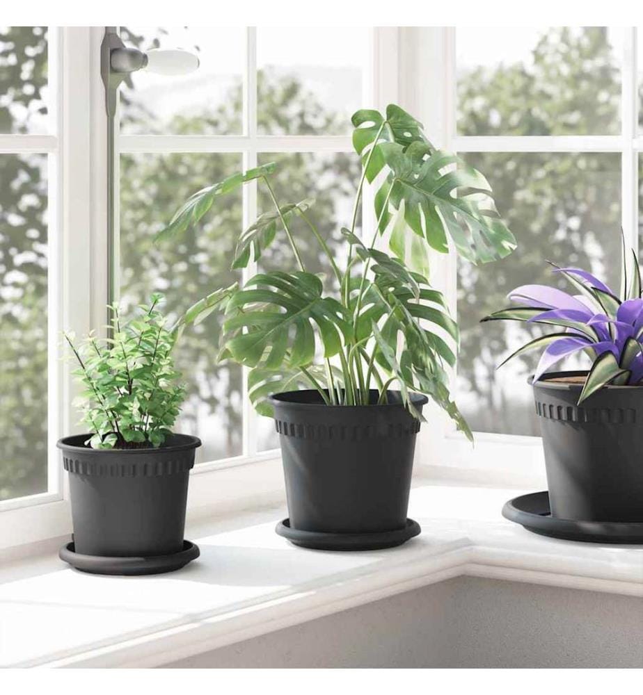 vidaXL Pot à fleurs rond 24 pcs Noir Ø 17 x 14 cm Plastique