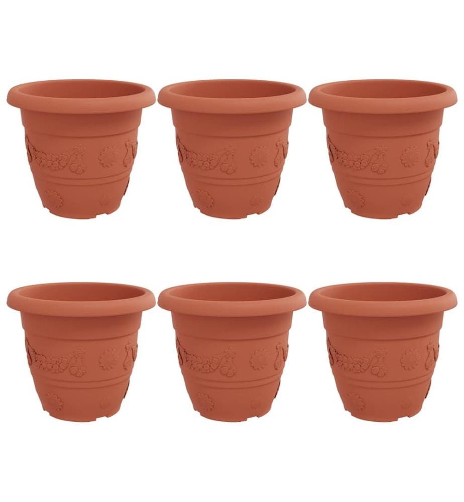 vidaXL Runder Blumentopf 6 pcs Ziegelrot Ø 34 x 28 cm Kunststoff