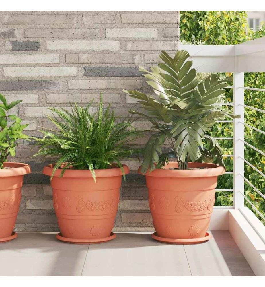 vidaXL Pot à fleurs rond 6 pcs Rouge brique Ø 39 x 32 cm Plastique