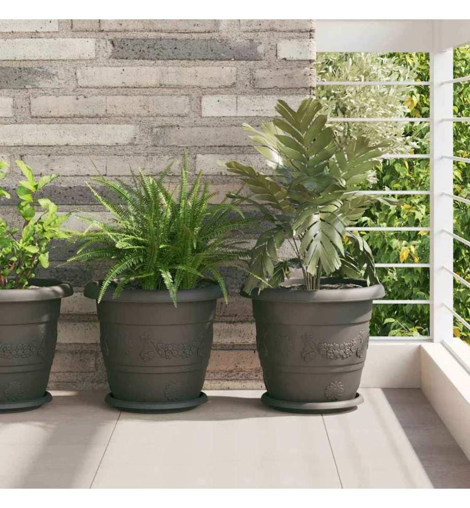 vidaXL Pot à fleurs rond 6 pcs Noir Ø 30 x 25 cm Plastique
