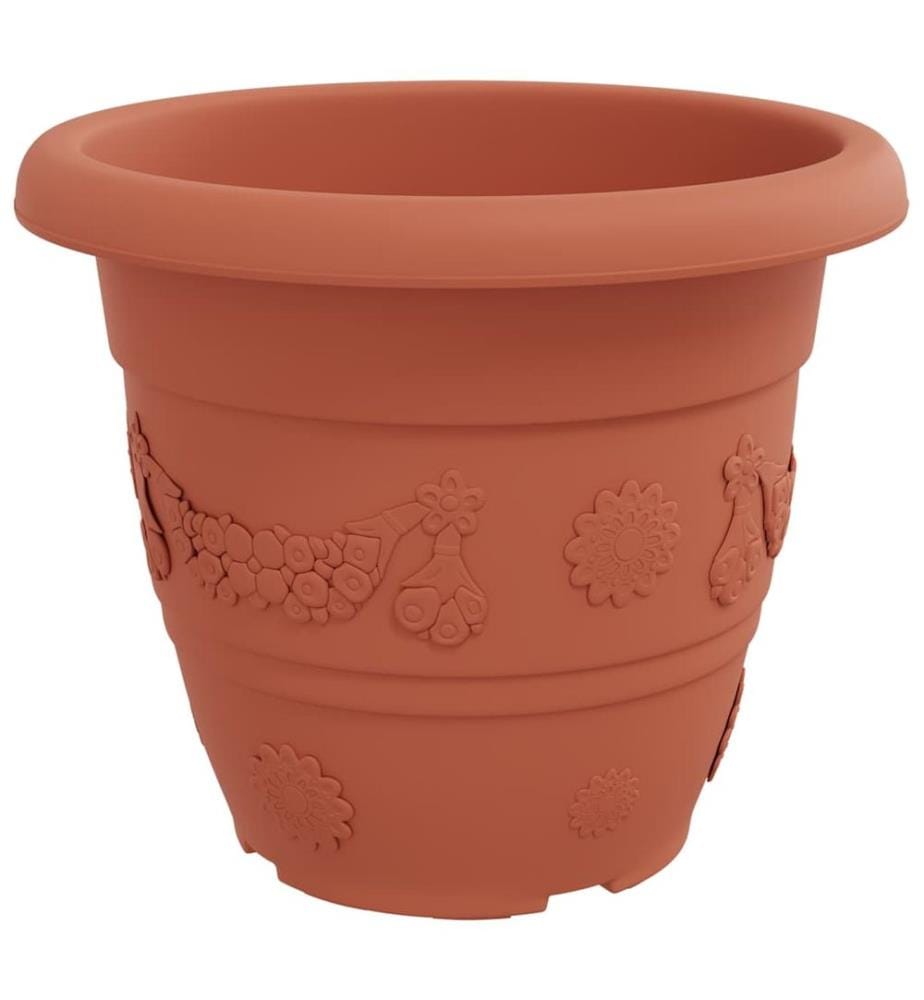 vidaXL Pot à fleurs rond 24 pcs Rouge brique Ø 39 x 32 cm Plastique