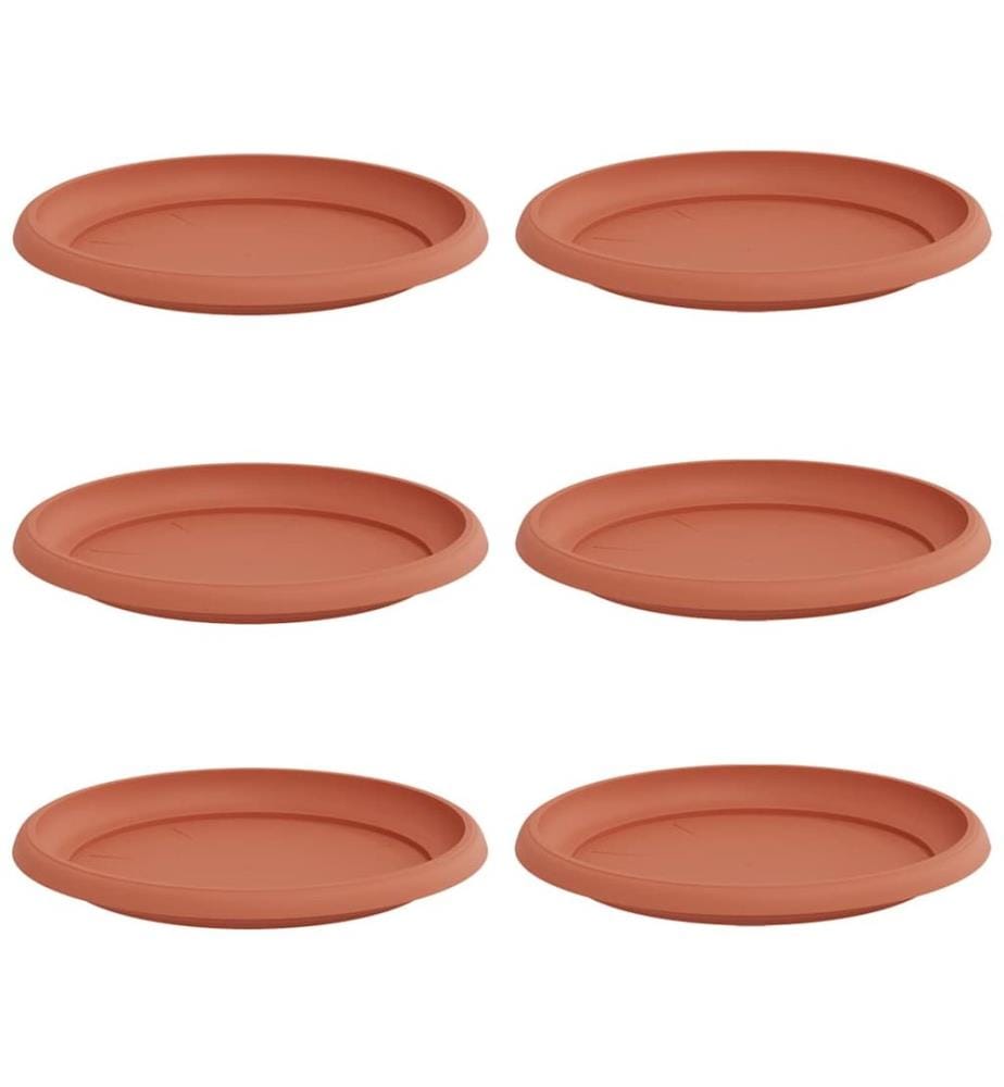 vidaXL Plateau à fleurs rond 6 pcs Rouge brique Ø 23,5 x 2,5 cm