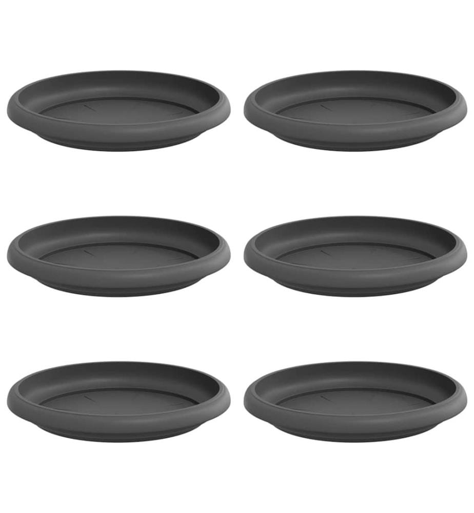 vidaXL Plateau à fleurs rond 6 pcs Noir Ø 14 x 2 cm Plastique