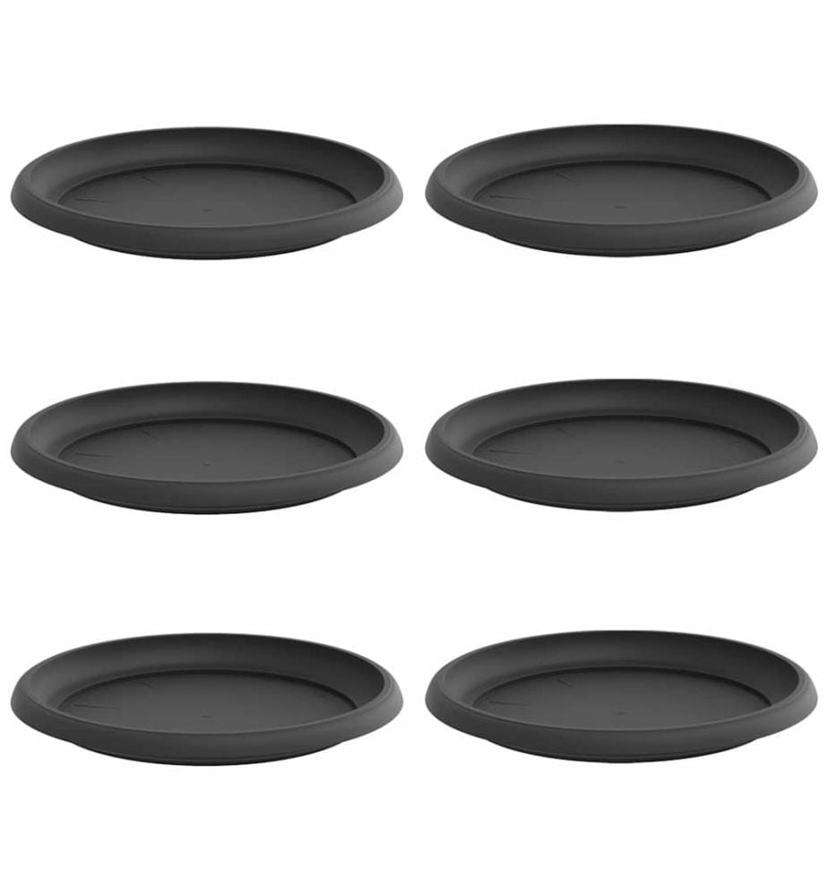 vidaXL Plateau à fleurs rond 6 pcs Noir Ø 14 x 2 cm Plastique