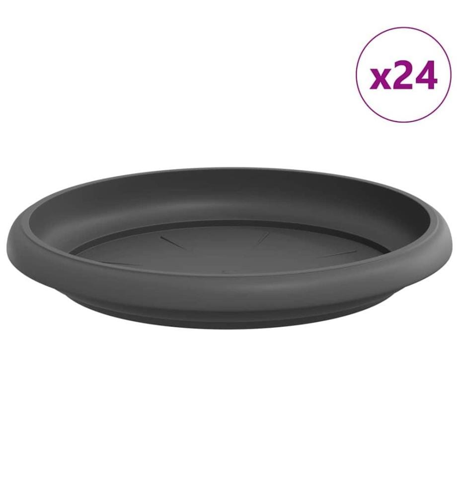 vidaXL Plateau à fleurs rond 24 pcs Noir Ø 15,5 x 2 cm Plastique