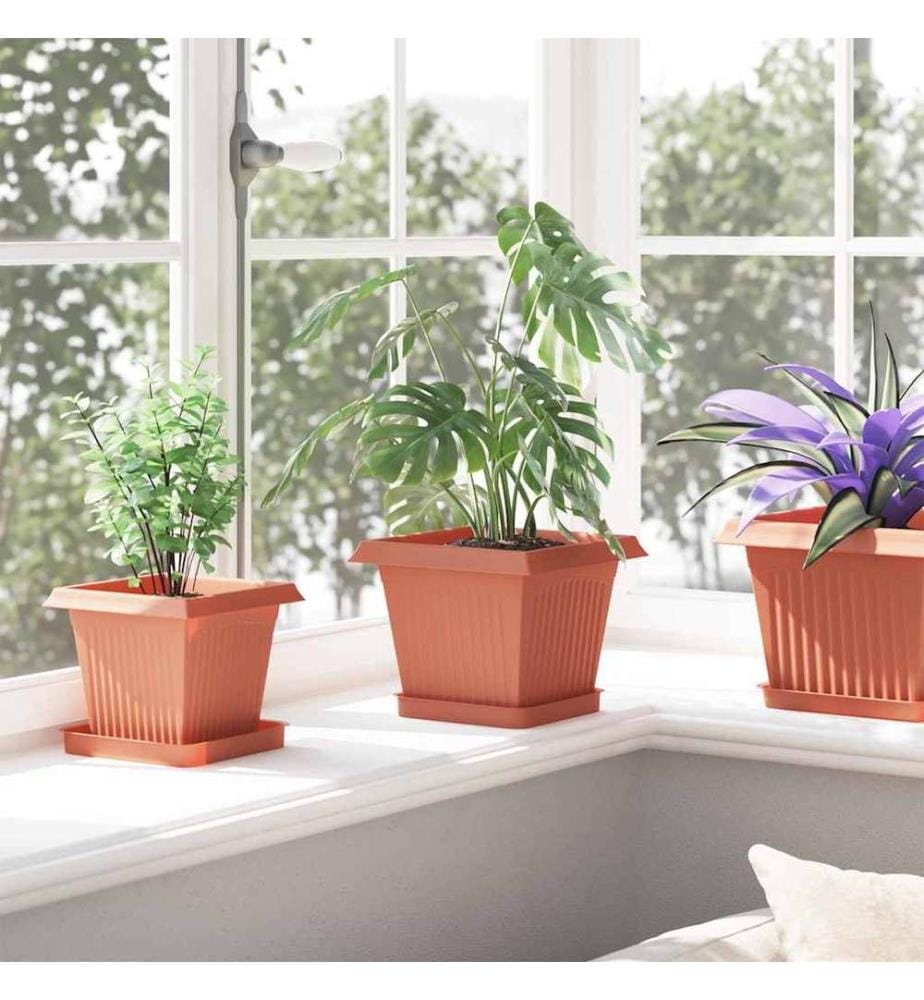 vidaXL Pot de Fleurs Carré 6 pcs Rouge brique 20 x 20 x 16 cm