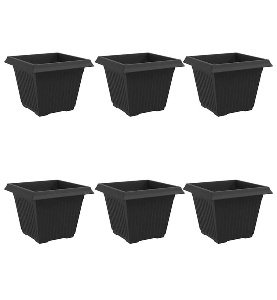 vidaXL Pot de Fleurs Carré 6 pcs Noir 43 x 43 x 33,5 cm Plastique