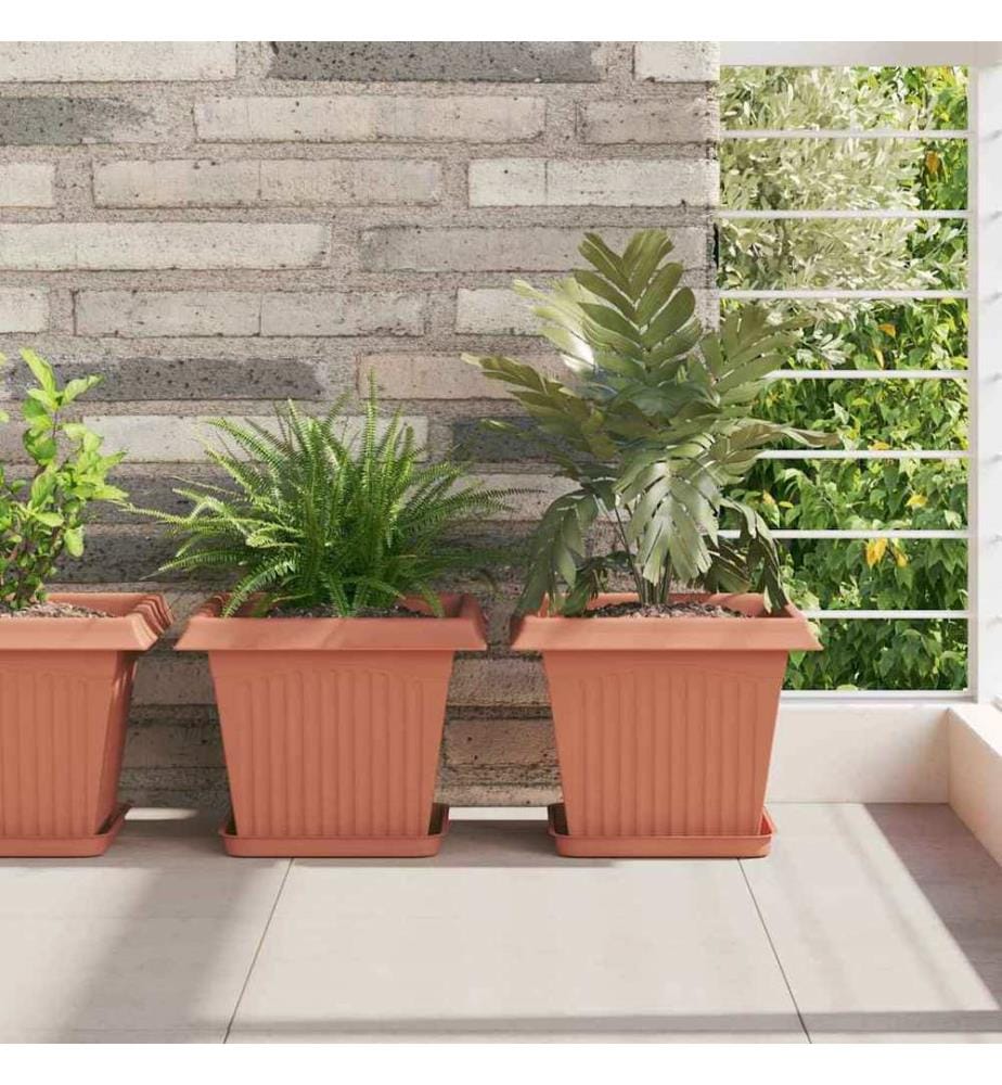 vidaXL Pot de Fleurs Carré 24 pcs Rouge brique 28,5 x 28,5 x 22 cm