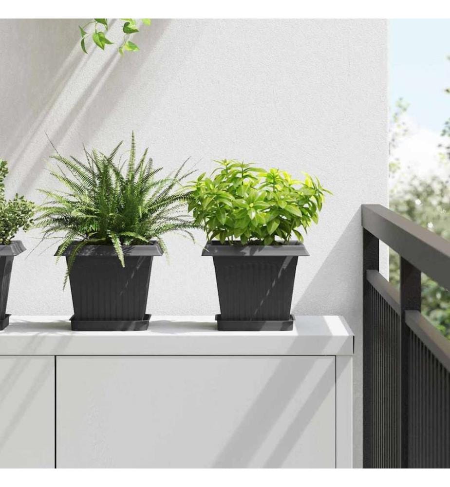 vidaXL Pot de Fleurs Carré 24 pcs Noir 20 x 20 x 16 cm Plastique
